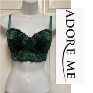 Adore Me Pine Cone Green Floral Bra Forest Green Lace Long Bra